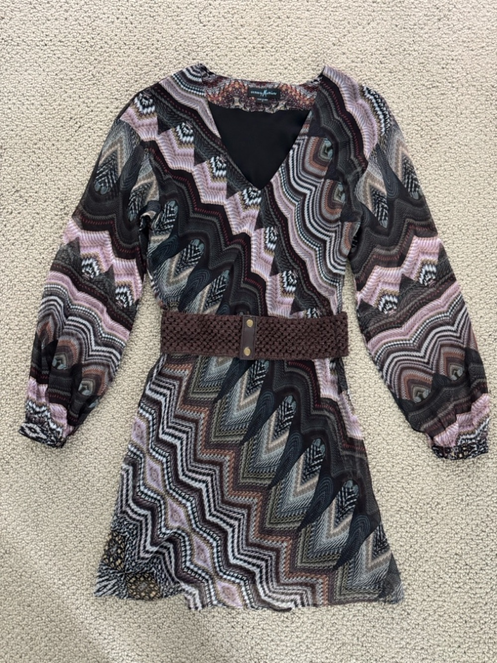 GUESS by Marciano Multicolor Printed Dress w/ Belt Made in USA ~ Small